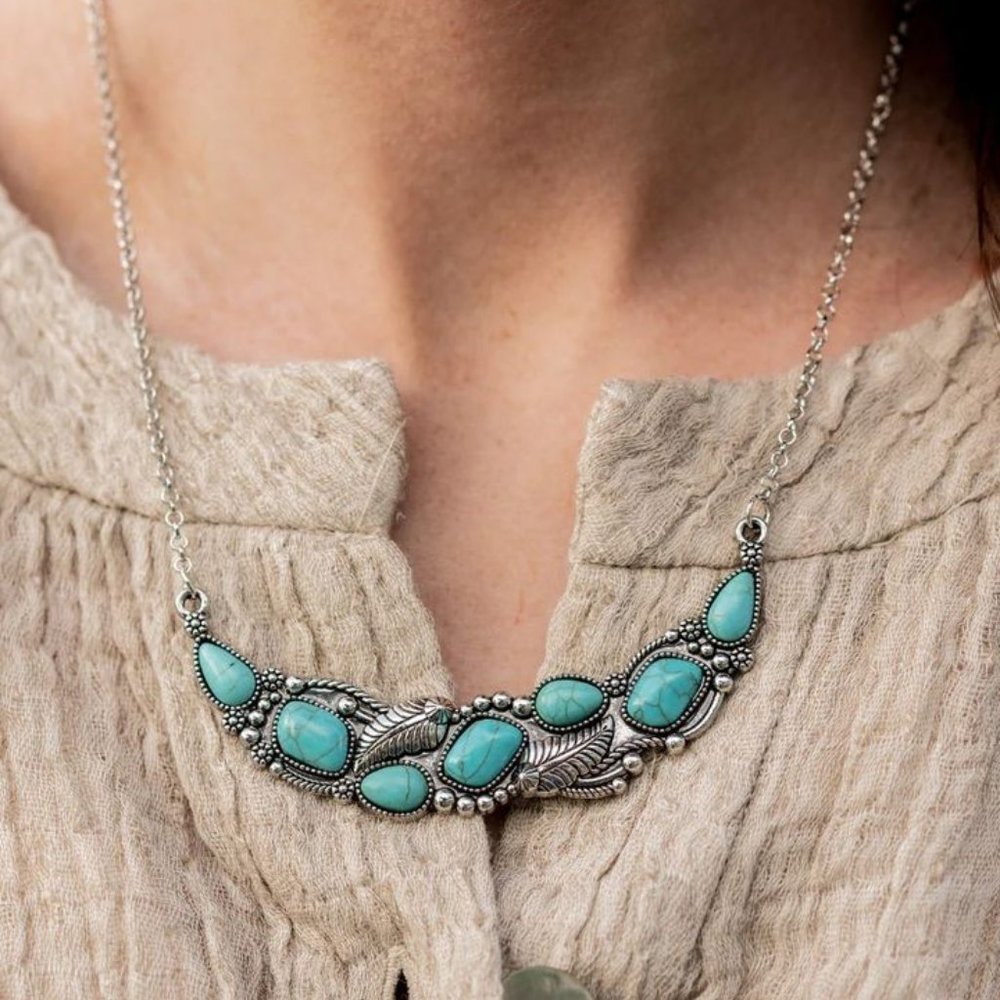 Necklace, Silver, Turquoise